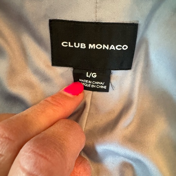 Club Monaco Wool Blend Coat w/ Faux Fur Collar Gray Longline Jacket L - Picture 13 of 13